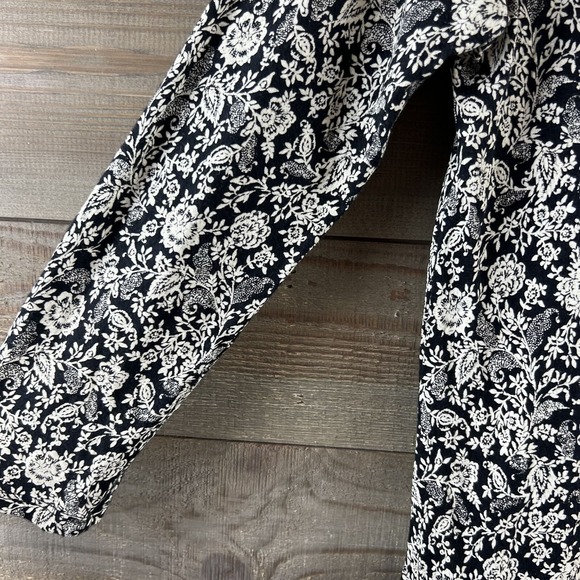 Lucky Brand Womens Shirt 3/4 Sleeve Scoop Neck Floral Boho Black Cream Small - Picture 5 of 8
